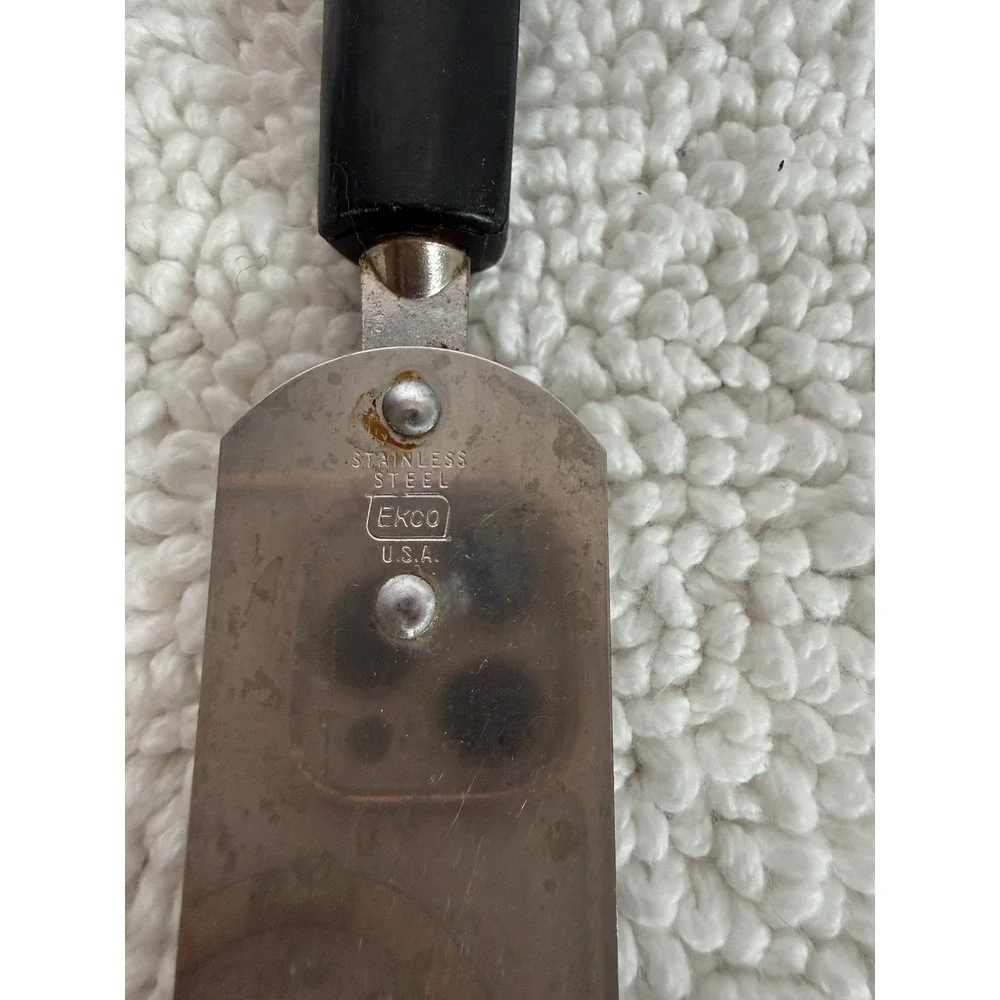Vintage‎ EKCO USA Stainless Steel Spatula Black Handle Baking Frosting Spreader